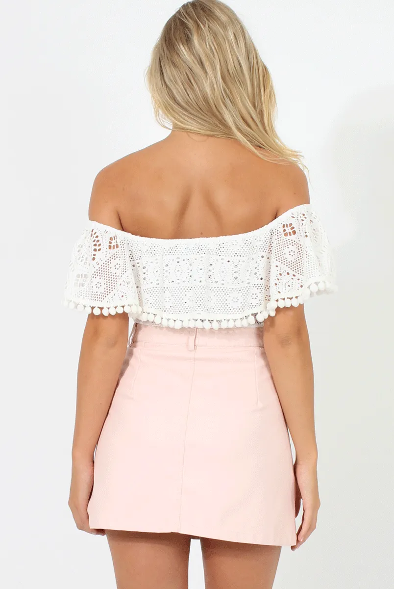 Pink Leather Button Front Skirt- Launa