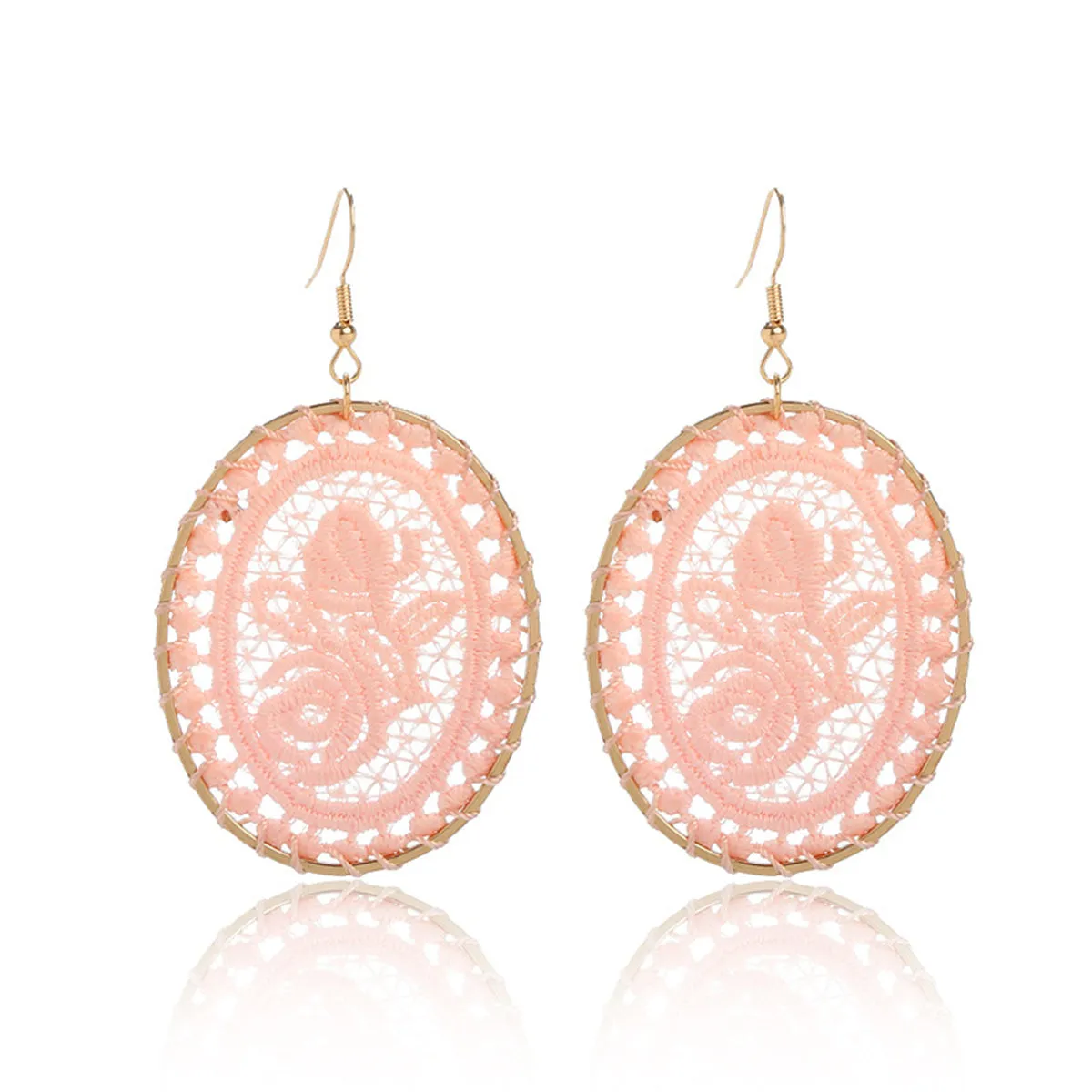 Pink Polyster & 18K Gold-Plated Botanical Oval Drop Earrings