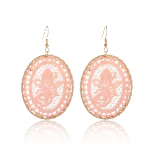Pink Polyster & 18K Gold-Plated Botanical Oval Drop Earrings