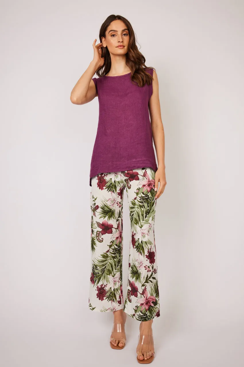 Pistache Sleeveless Linen Top