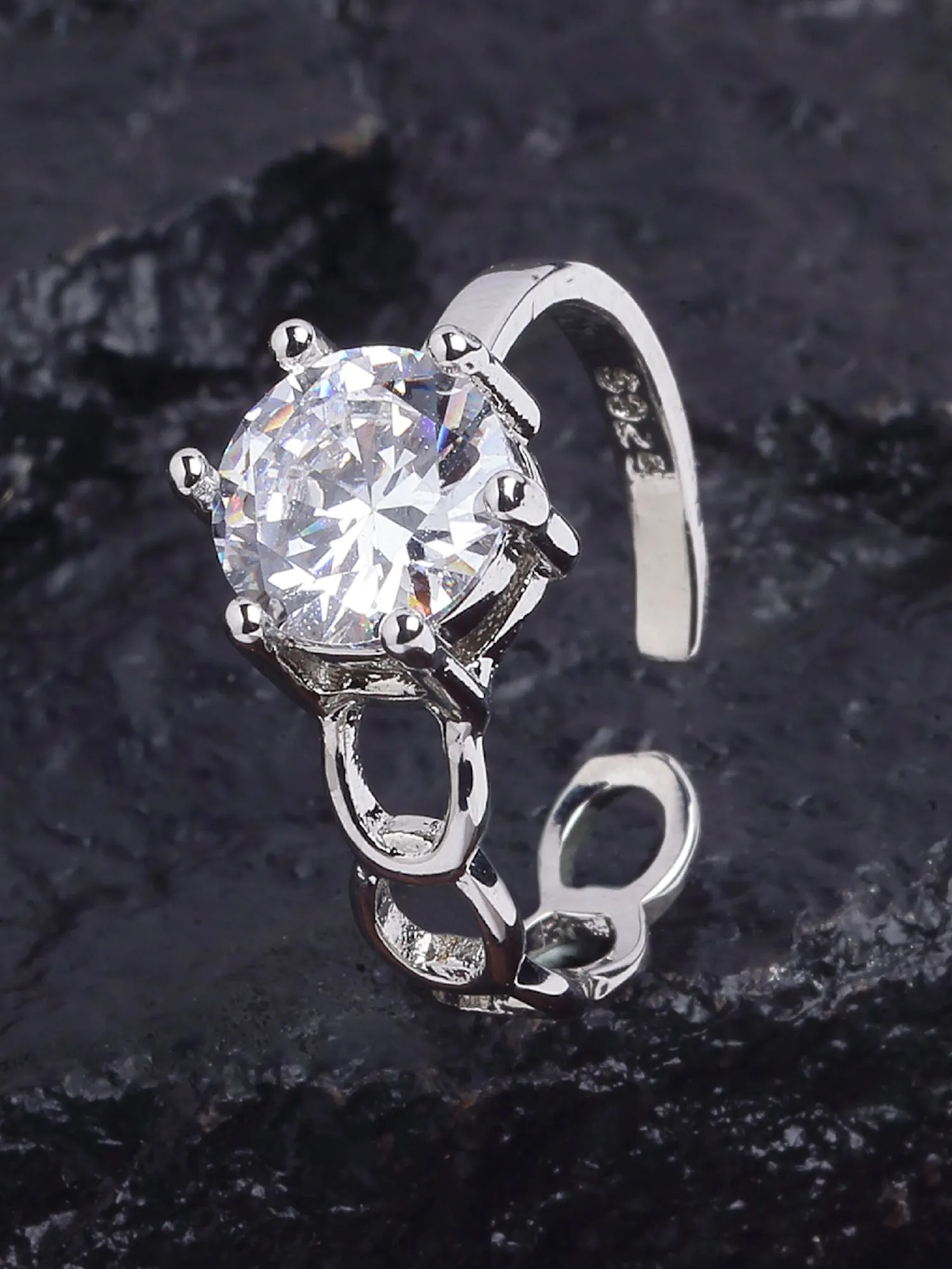 Platinum Plated Elegant Adjustable Ring