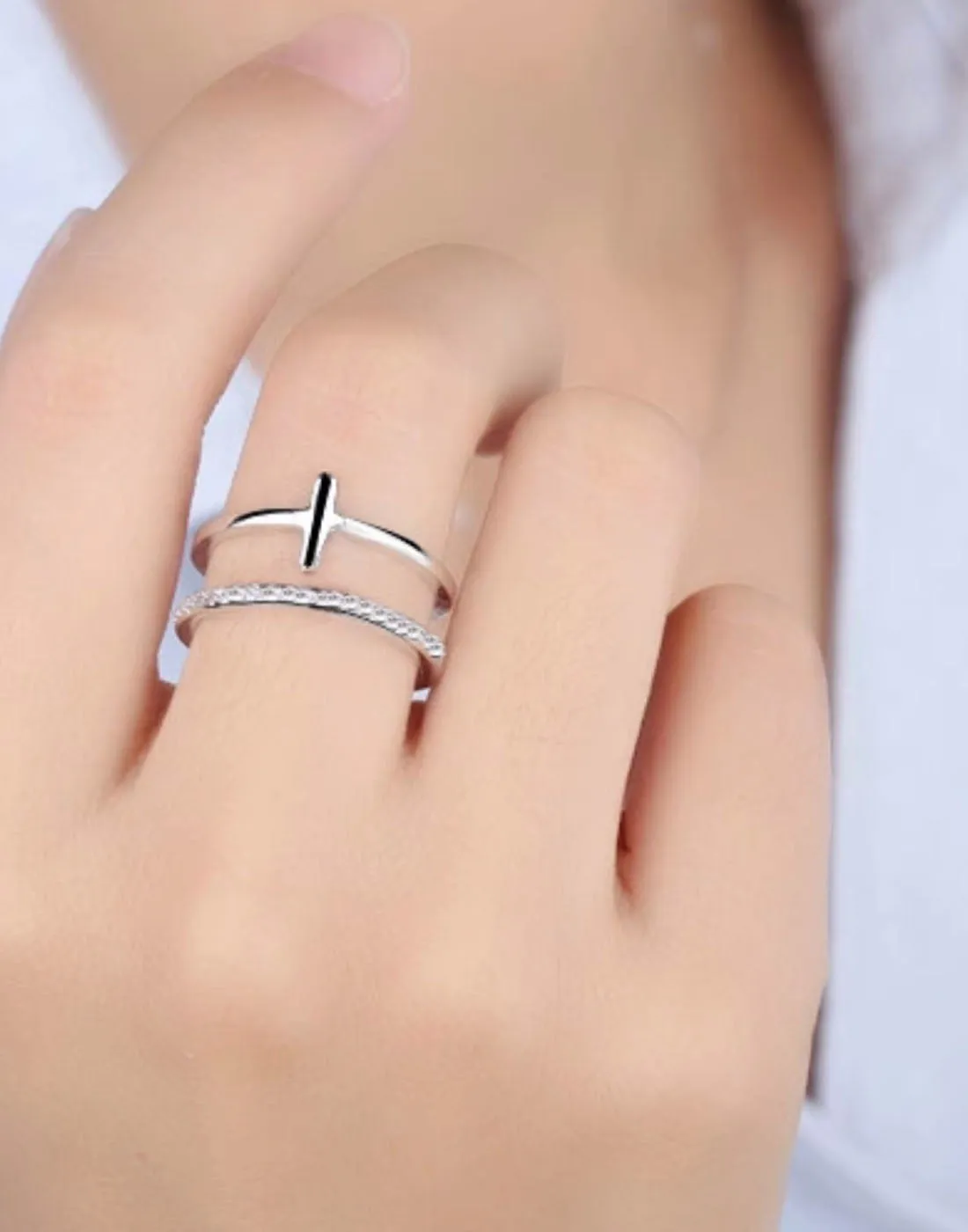 Platinum Plated Elegant Austrian Crystal Adjustable Ring