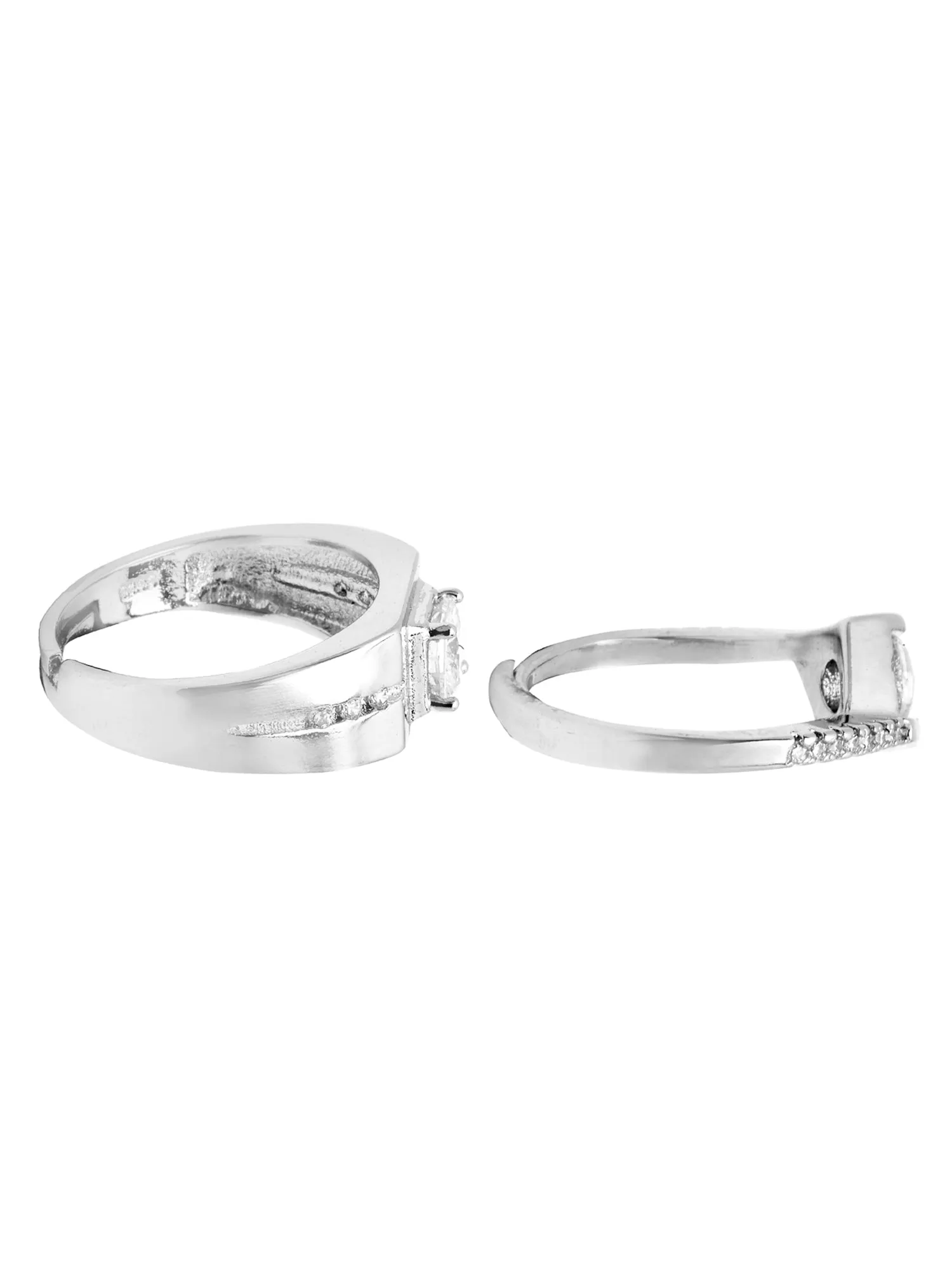 Platinum Plated Elegant Couple Adjustable Solitaire Rings