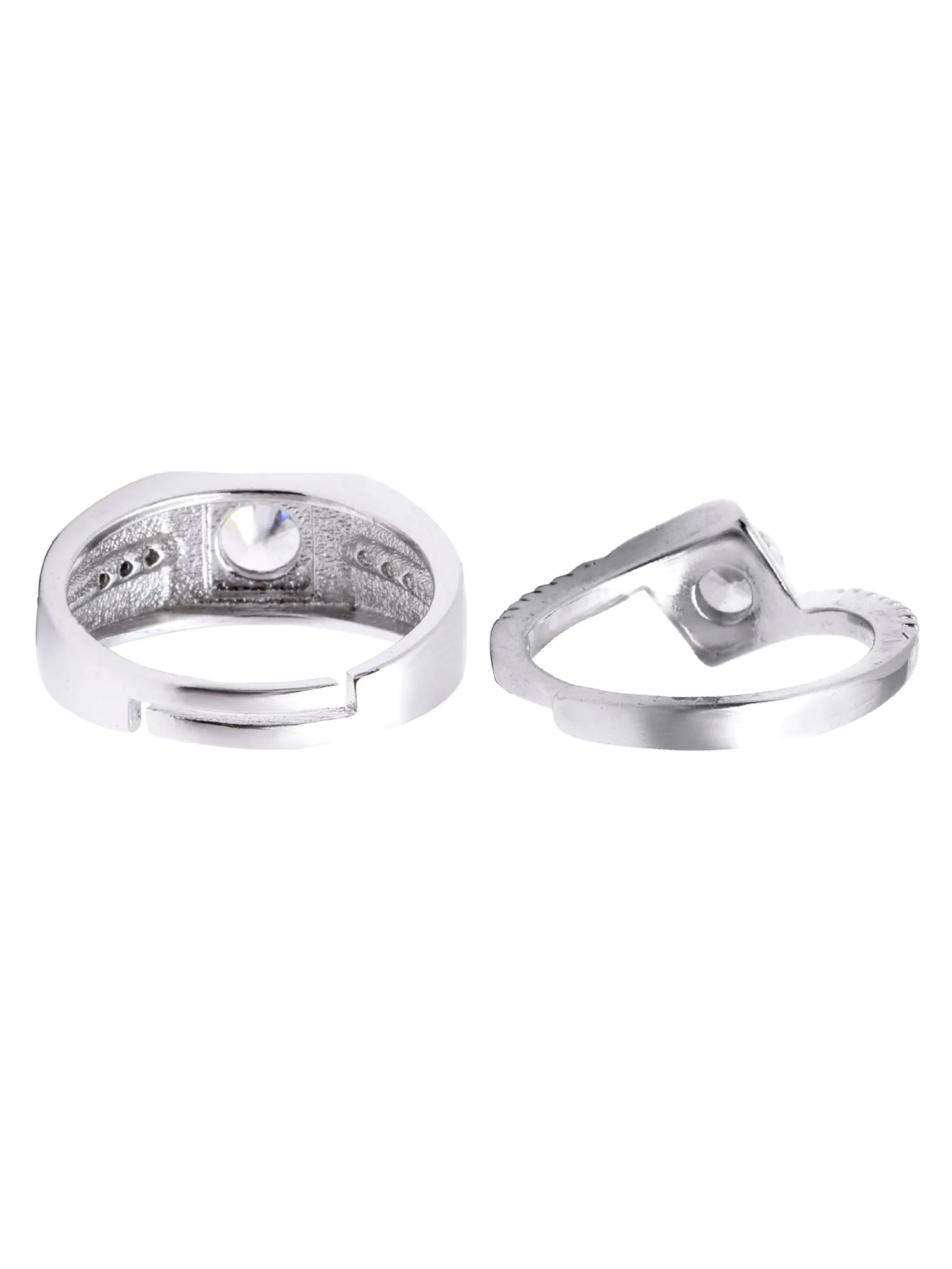 Platinum Plated Elegant Couple Adjustable Solitaire Rings