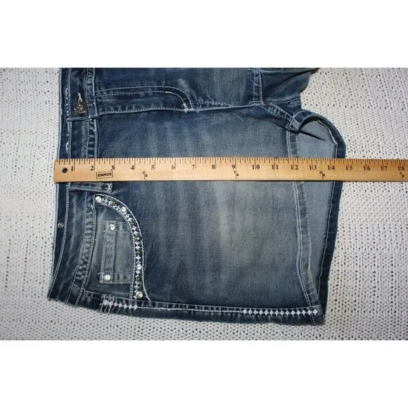 Platinum Plush Rhinestone Women's Shorts Denim Pants embroidered Skull Size 2X