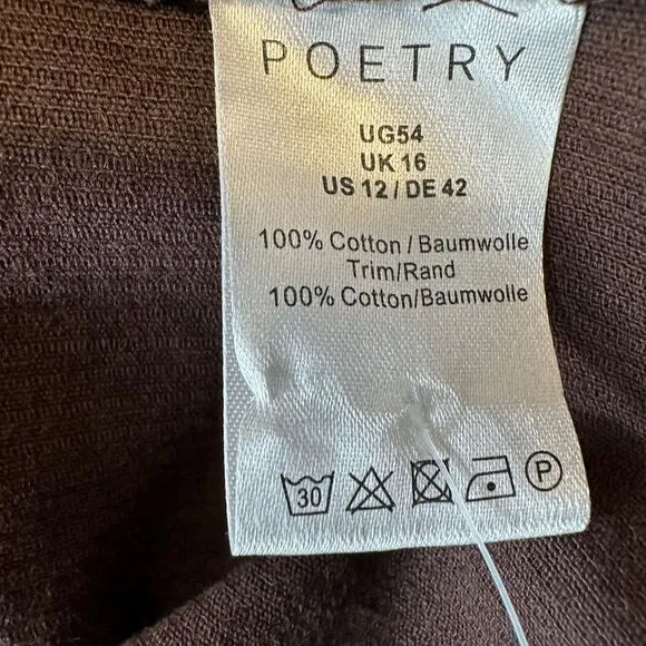Poetry Women's Brown Corduroy Maxi Skirt Front Pleats with button Detail Size 12