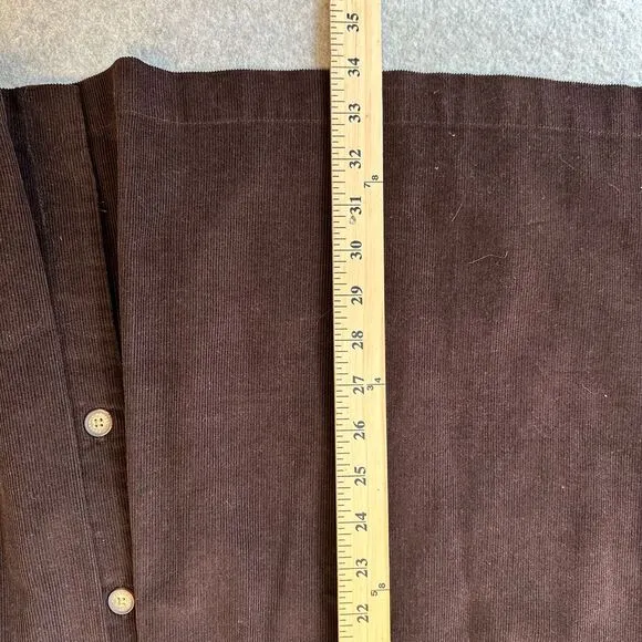 Poetry Women's Brown Corduroy Maxi Skirt Front Pleats with button Detail Size 12
