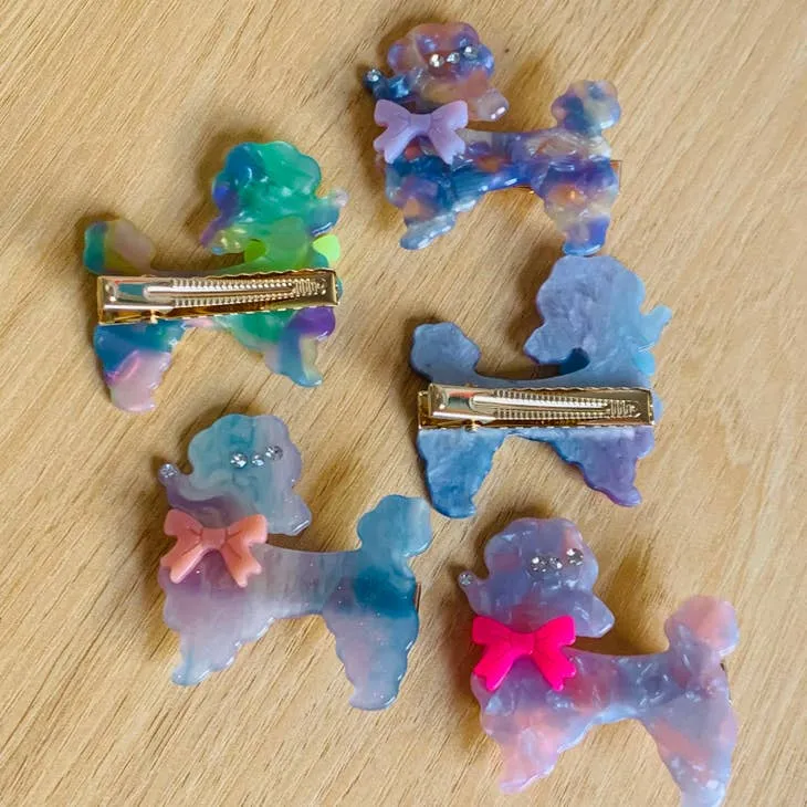 Poodle Acetate Hair Clip