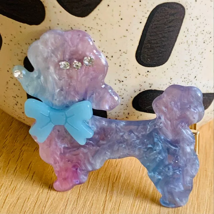 Poodle Acetate Hair Clip