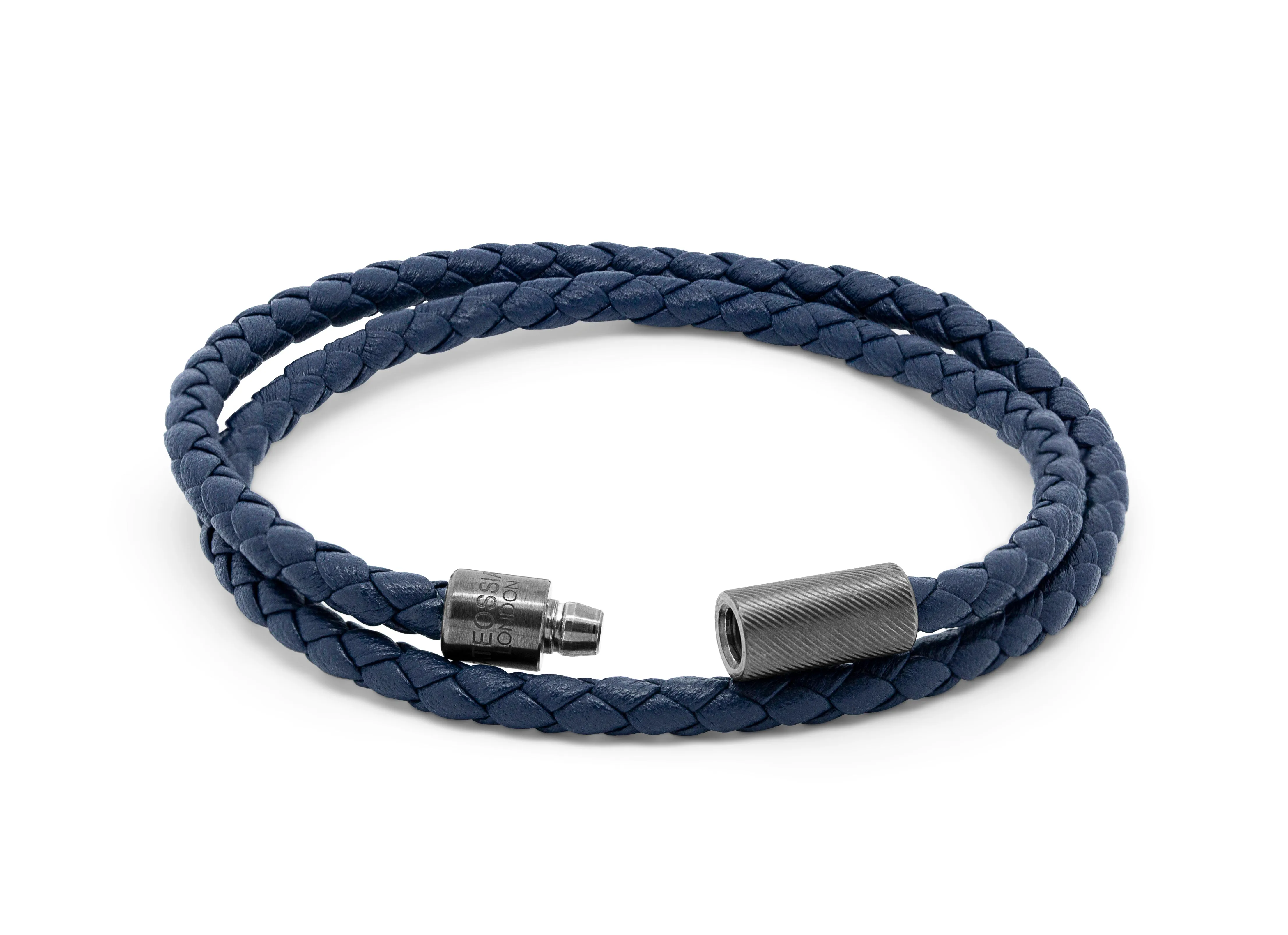 Pop Rigato bracelet in double wrap Italian leather with black rhodium plated sterling silver