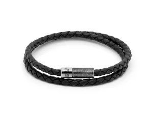 Pop Rigato bracelet in double wrap Italian leather with black rhodium plated sterling silver