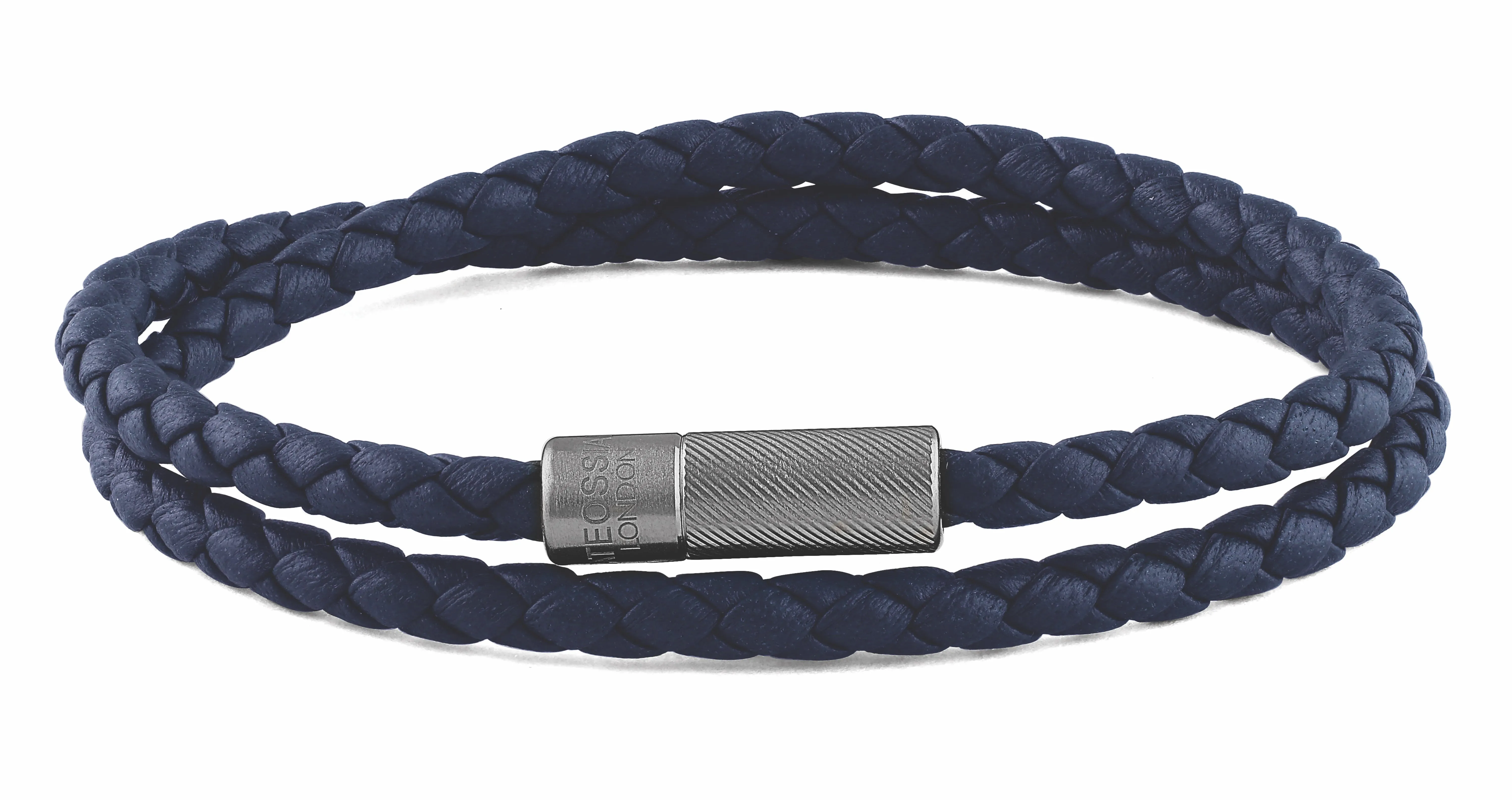 Pop Rigato bracelet in double wrap Italian leather with black rhodium plated sterling silver