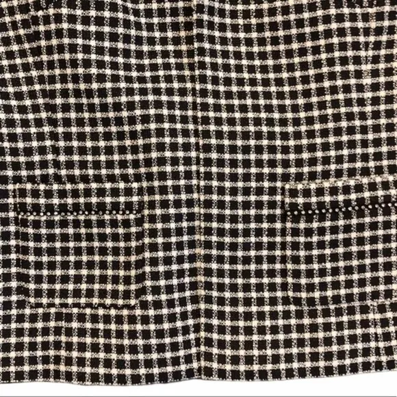 PRESTON &amp; YORK Houndstooth Monochrome Open Blazer Rhinestone Detail