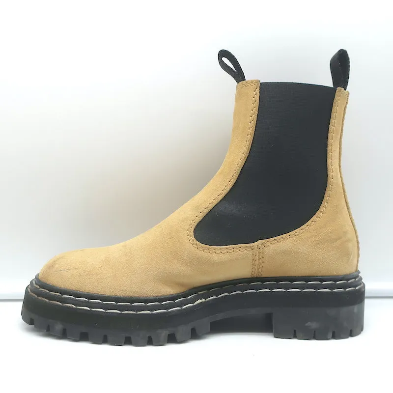 Proenza Schouler Chelsea Boots Beige Suede Size 38.5 Lug Sole Ankle Boots