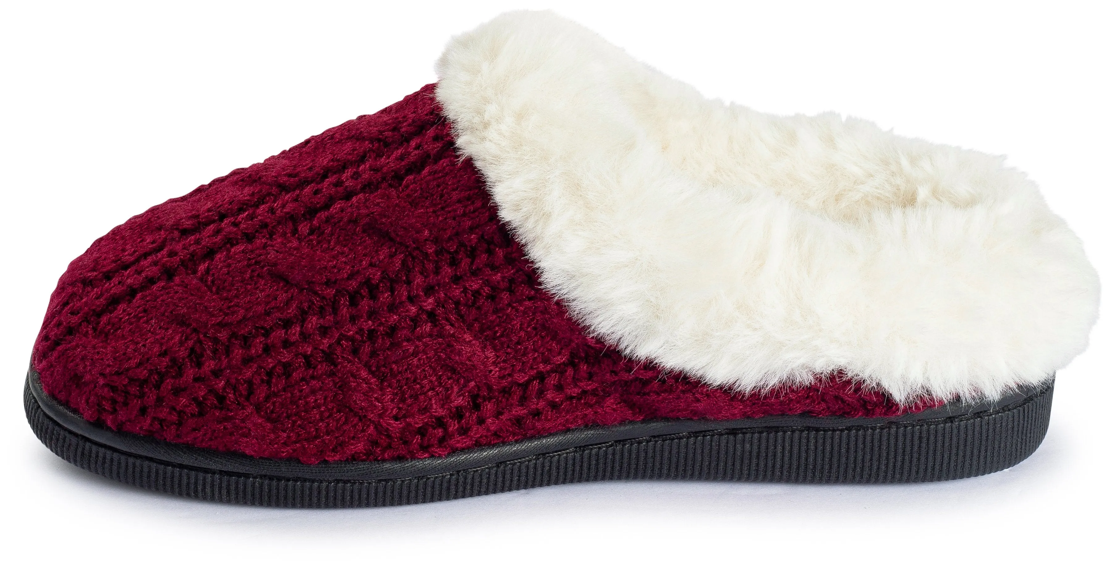 Pupeez Girls Cable Knit Slippers Fleece Lined House Shoe