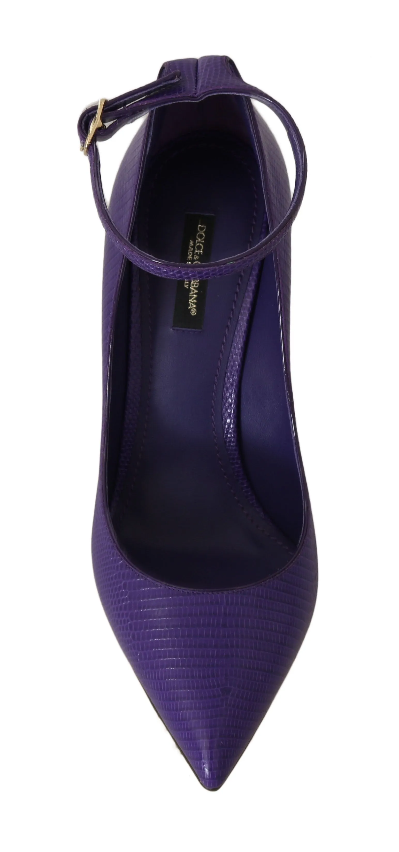 Purple Lizard Skin Ankle Strap Pumps