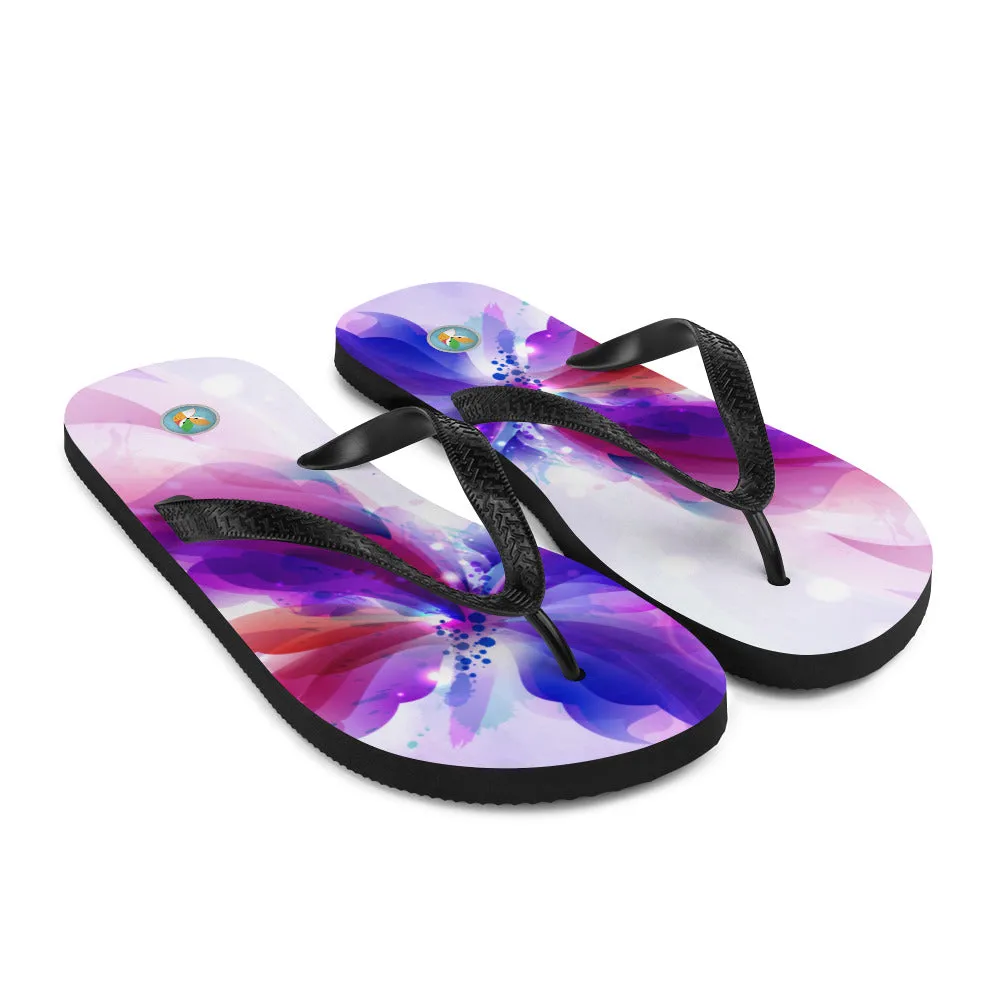 Purple Watercolor Butterflies - Flip-Flops