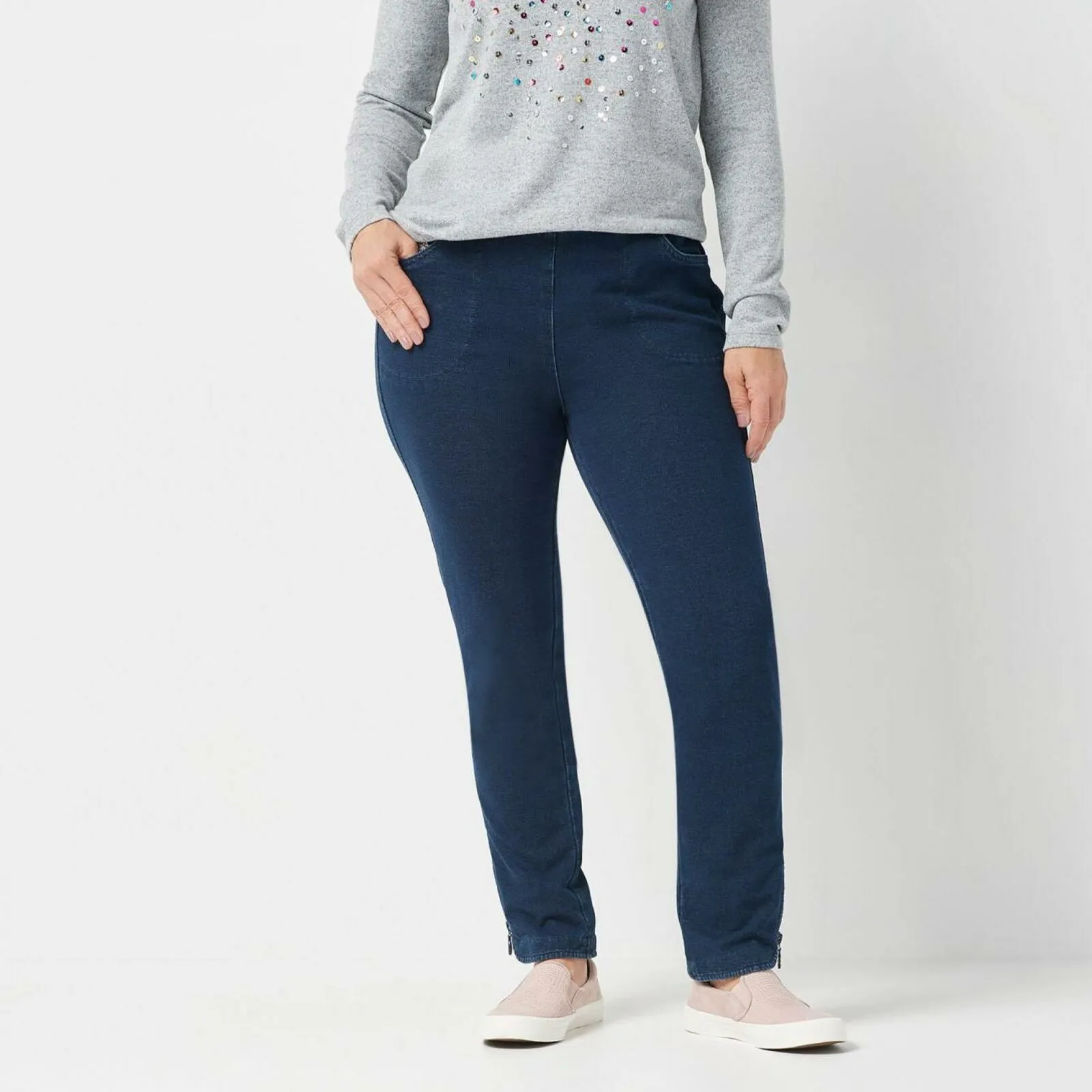 Quacker Factory Women's SHORT DreamJeannes Pull-On Ankle Jeans