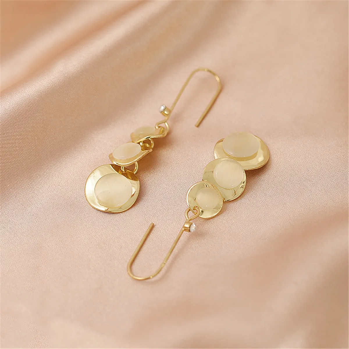 Quartz & Cubic Zirconia 18K Gold-Plated Linked Round Drop Earrings