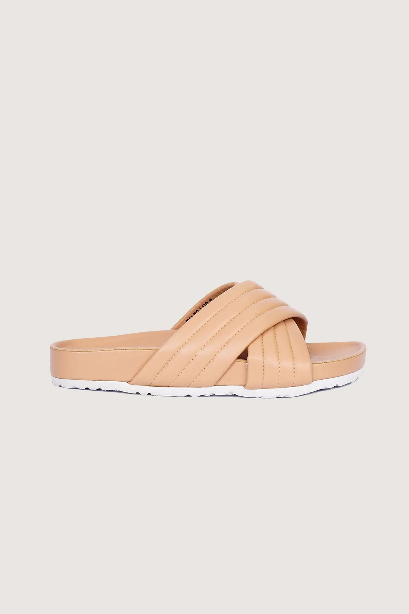 Quilted Criss Cross Round Toe Sliders