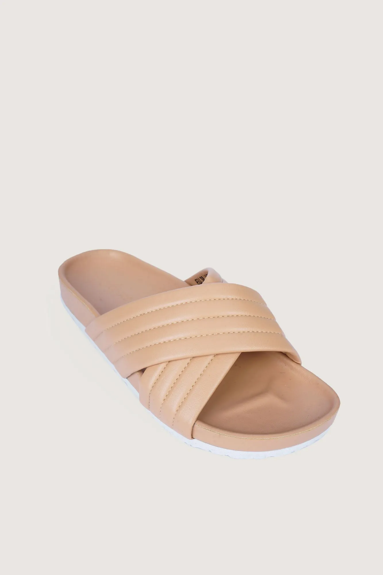 Quilted Criss Cross Round Toe Sliders