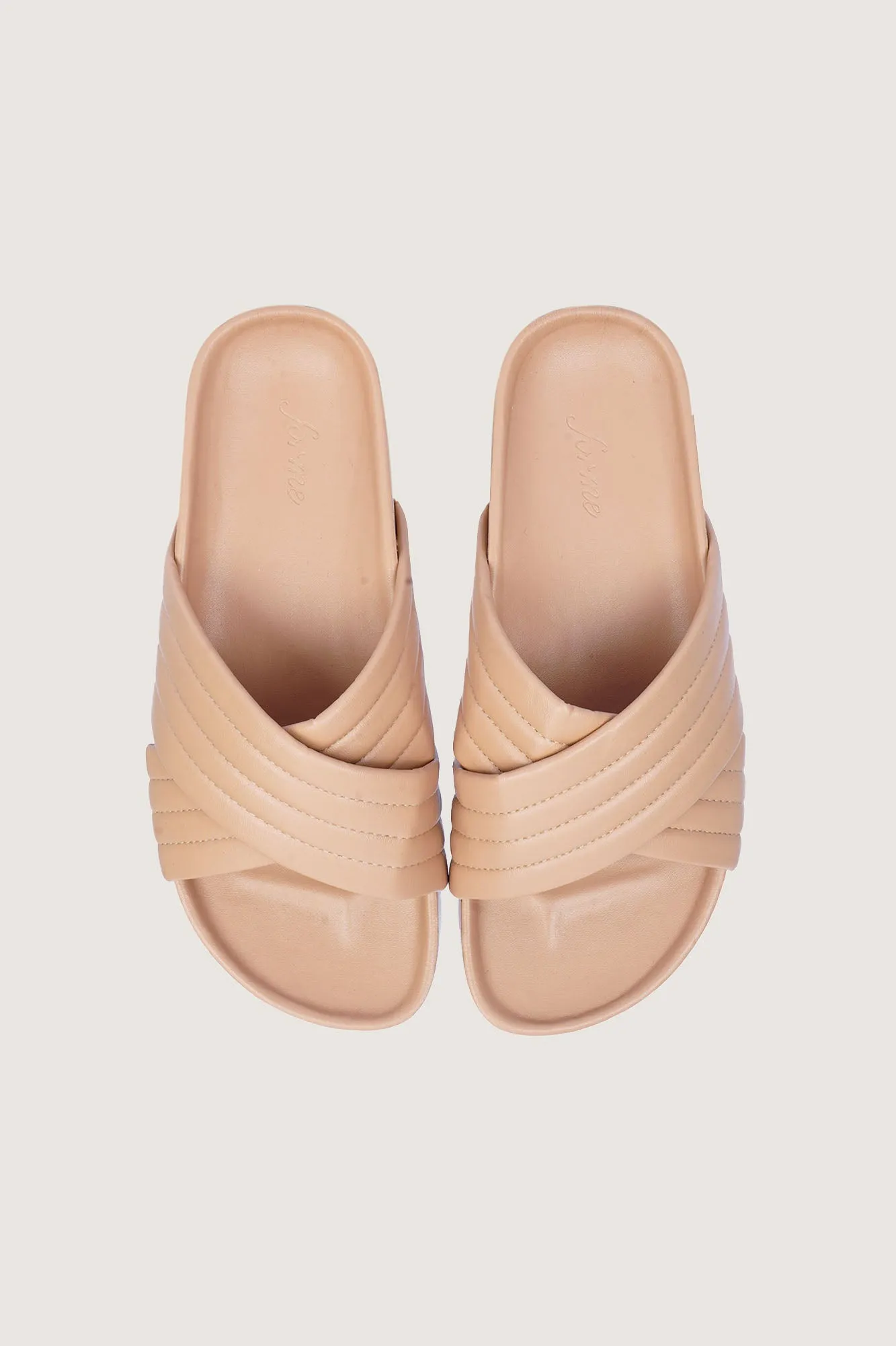 Quilted Criss Cross Round Toe Sliders