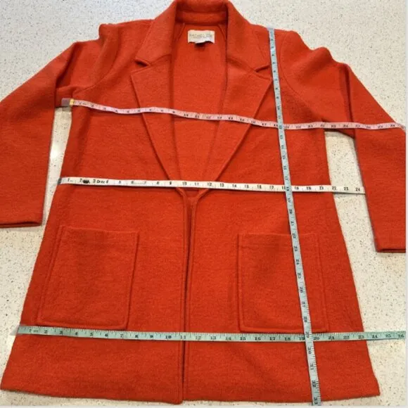Rachel Zoe Swing Coat Wool Blend Boucle Women's Large Jacket Orange Boho Classic