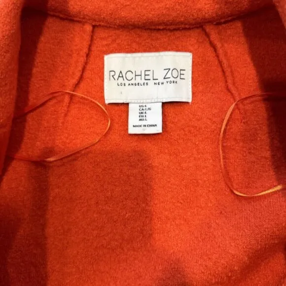 Rachel Zoe Swing Coat Wool Blend Boucle Women's Large Jacket Orange Boho Classic