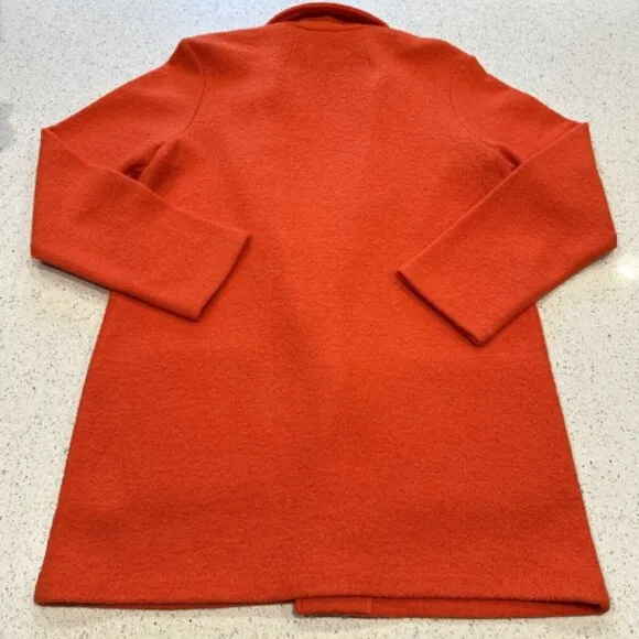 Rachel Zoe Swing Coat Wool Blend Boucle Women's Large Jacket Orange Boho Classic