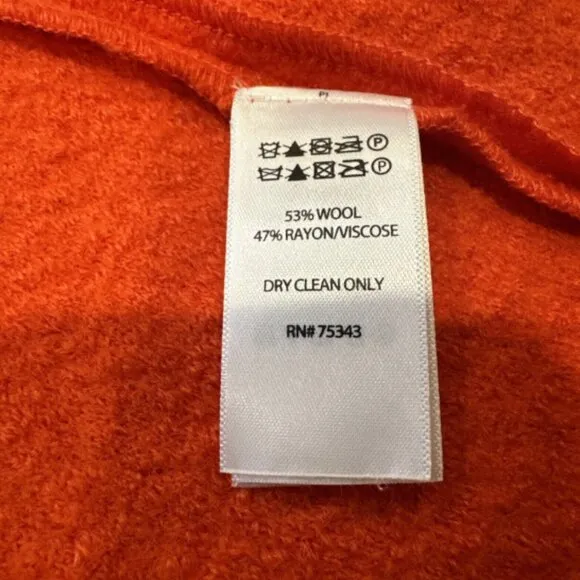 Rachel Zoe Swing Coat Wool Blend Boucle Women's Large Jacket Orange Boho Classic