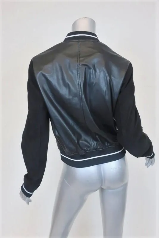 Rag & Bone Alix Varsity Jacket Black Leather & Suede Size Small
