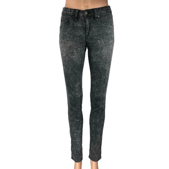 Rag &amp; Bone Women's Black Acid Wash Stretch Legging Skinny Denim Jeans Size 25
