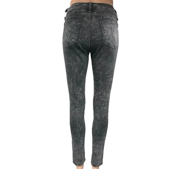 Rag &amp; Bone Women's Black Acid Wash Stretch Legging Skinny Denim Jeans Size 25