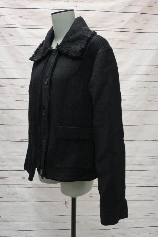 Raquel Allegra Jacket Black Dual Canvas Size 1 Boxy Button Front