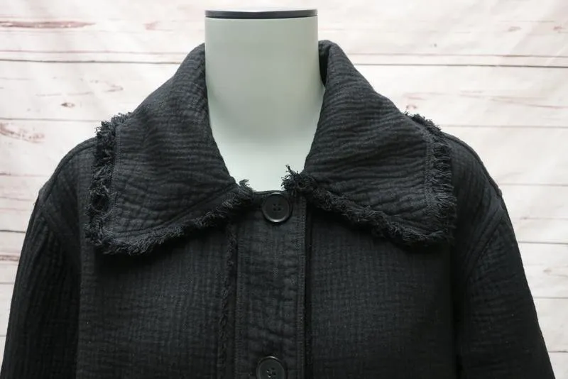 Raquel Allegra Jacket Black Dual Canvas Size 1 Boxy Button Front