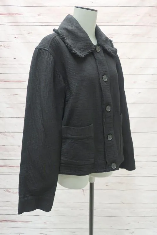 Raquel Allegra Jacket Black Dual Canvas Size 1 Boxy Button Front