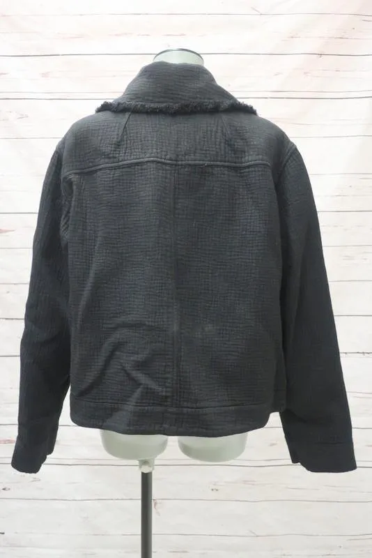 Raquel Allegra Jacket Black Dual Canvas Size 1 Boxy Button Front