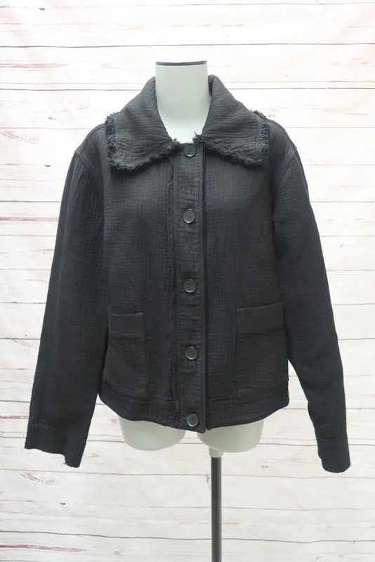Raquel Allegra Jacket Black Dual Canvas Size 1 Boxy Button Front