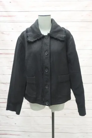 Raquel Allegra Jacket Black Dual Canvas Size 1 Boxy Button Front
