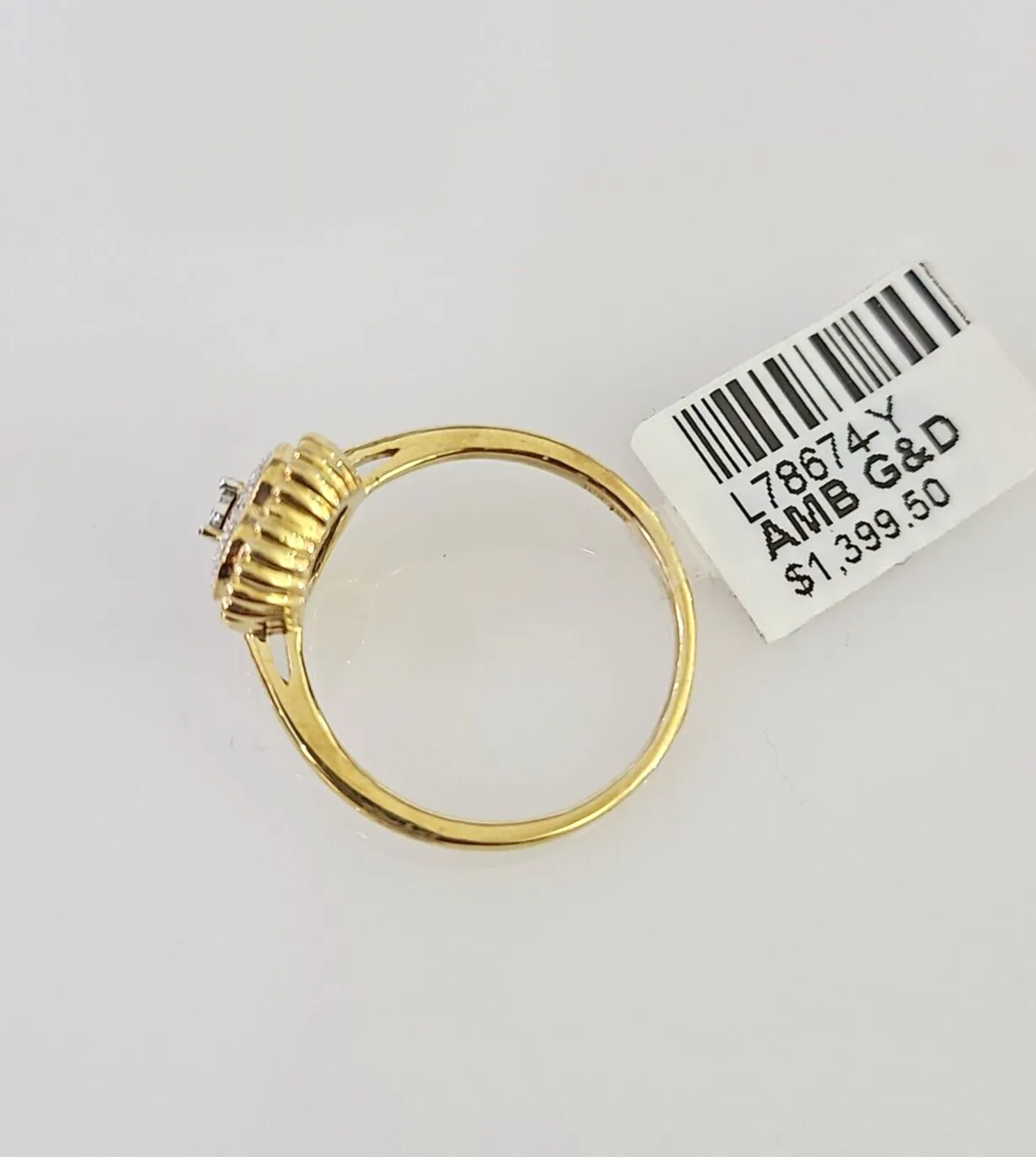 Real 10k Hearts Diamond Ladies Ring Women Casual 10Kt Yellow Gold