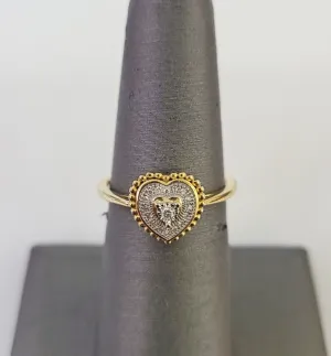 Real 10k Hearts Diamond Ladies Ring Women Casual 10Kt Yellow Gold
