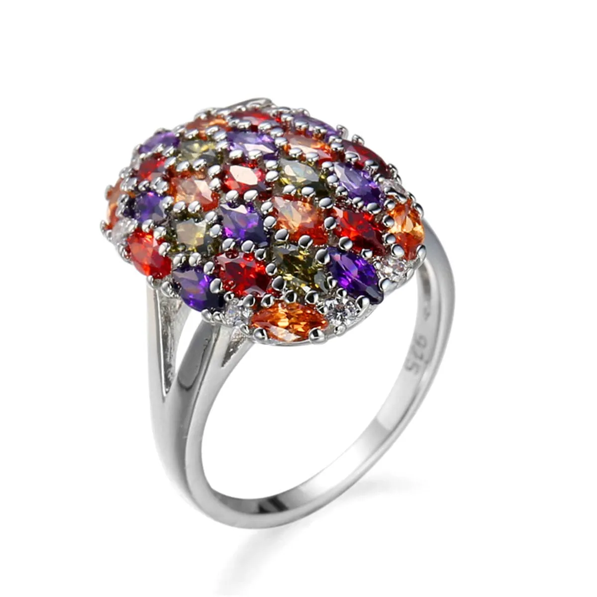 Red & Purple Crystal Statement Ring