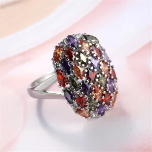 Red & Purple Crystal Statement Ring