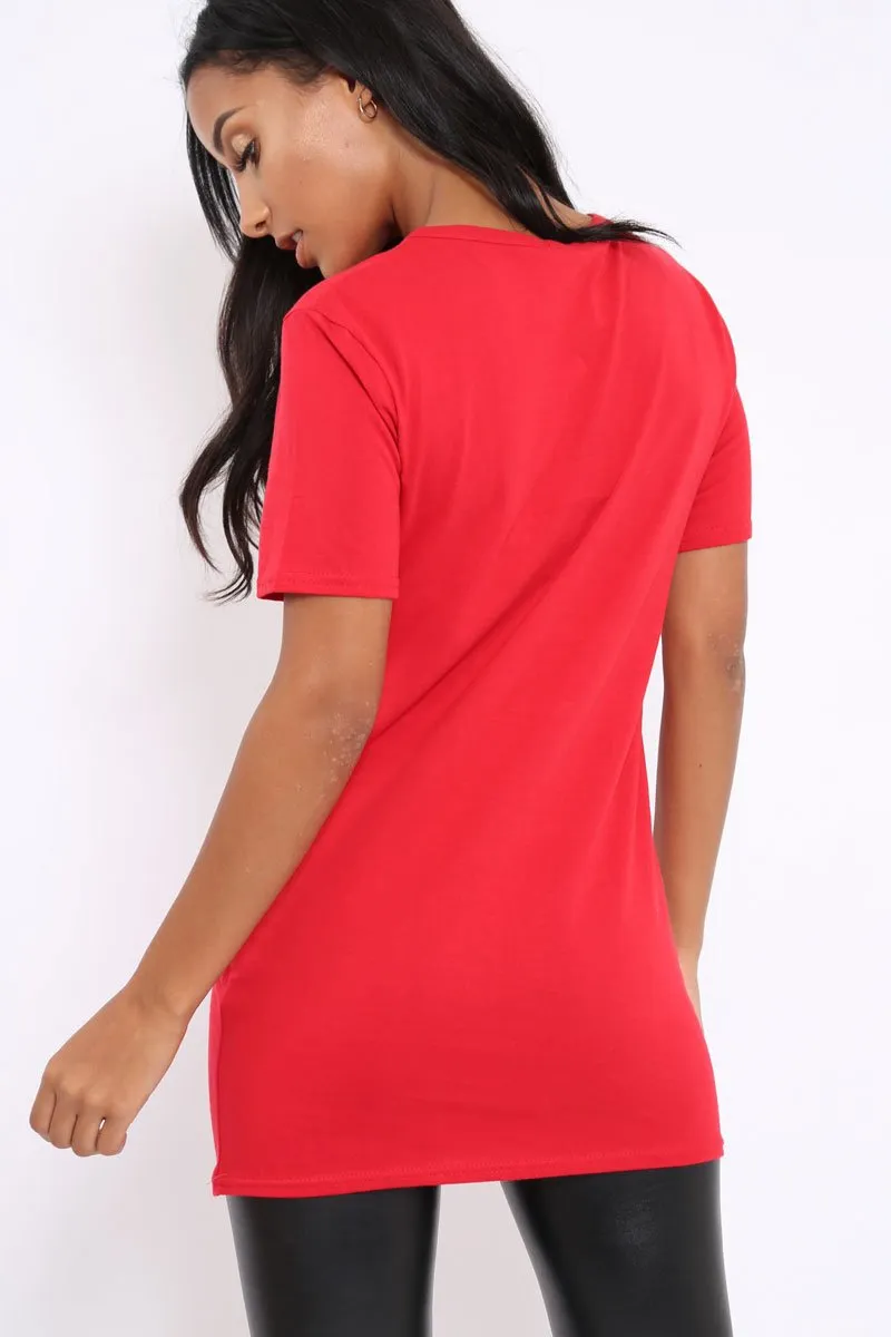 Red Be You Slogan T-shirt - Jackie