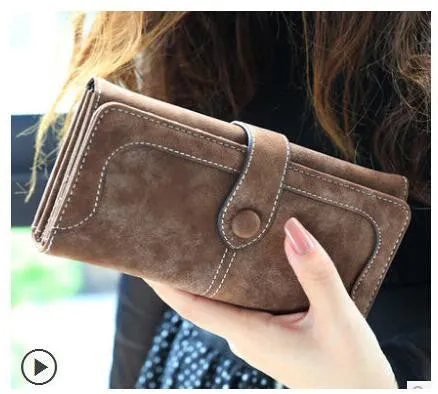 Retro Matte Suede - Women's Wallet Clutch