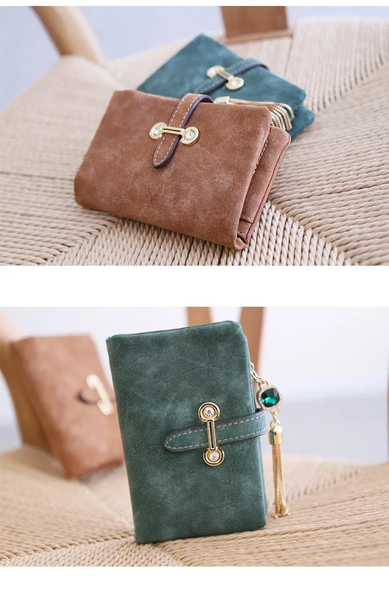 Retro Matte Suede - Women's Wallet Clutch