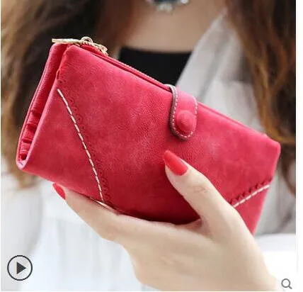 Retro Matte Suede - Women's Wallet Clutch