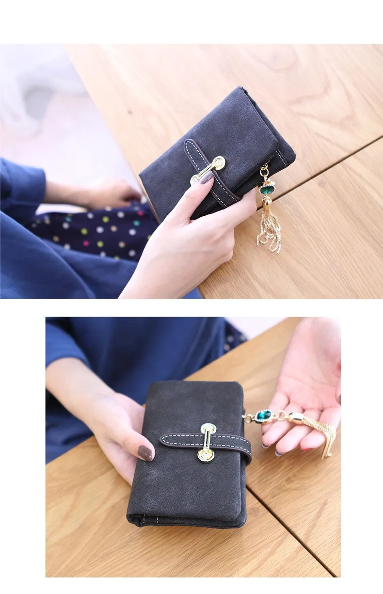 Retro Matte Suede - Women's Wallet Clutch