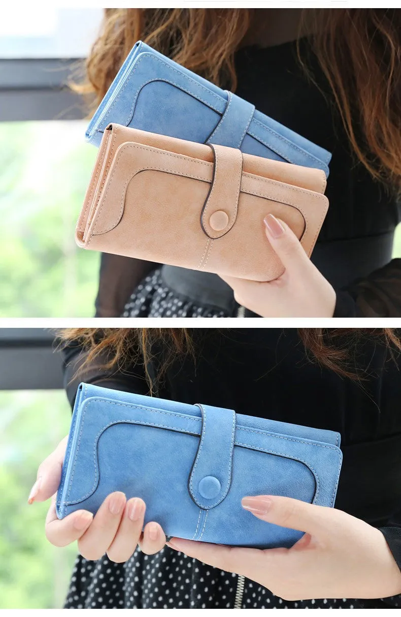Retro Matte Suede - Women's Wallet Clutch