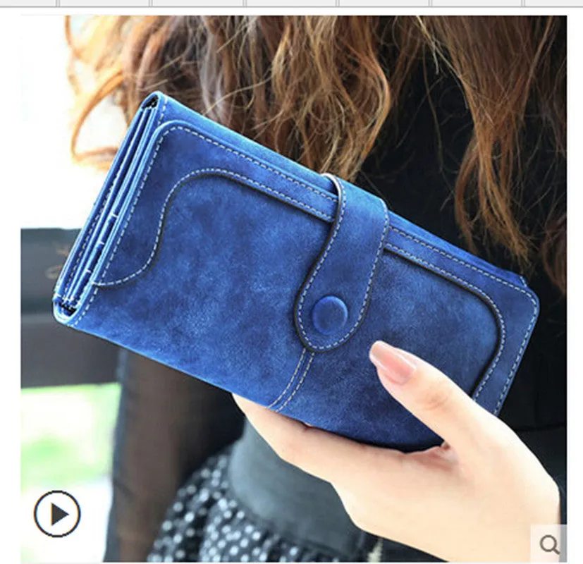Retro Matte Suede - Women's Wallet Clutch